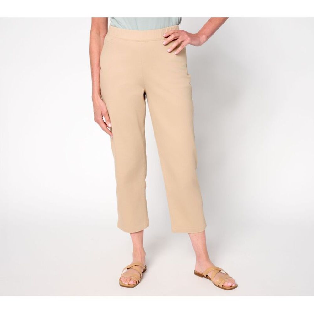 Summersalt Women's Pants Sz L Tall Denim & Co. Twill Straight Leg Brown A694603